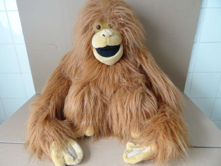 Vintage knuffel aap orang-oetan met klittenband handen 45cm