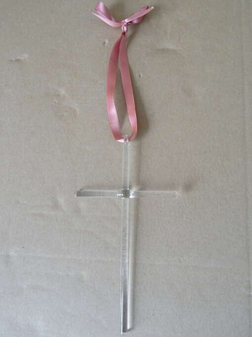 Glazen kruis wandkruis 11x20cm