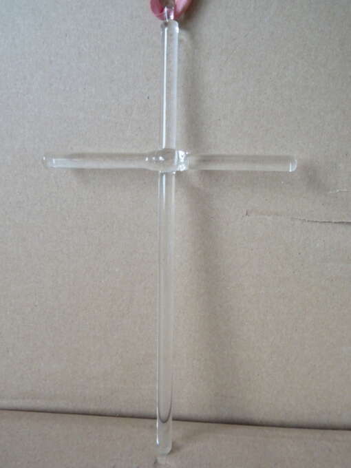 Glazen kruis wandkruis 11x20cm