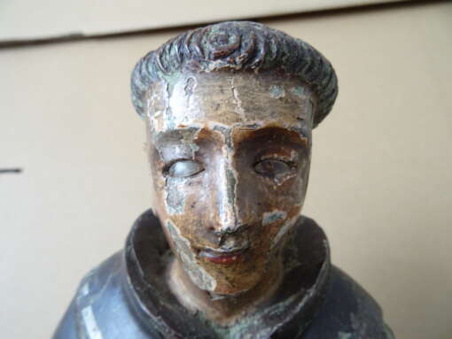 17e- of 18e-eeuws houten beeld Heilige Franciscus? 55cm