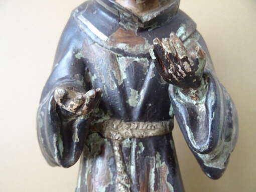17e- of 18e-eeuws houten beeld Heilige Franciscus? 55cm