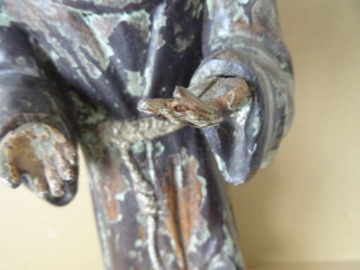 17e- of 18e-eeuws houten beeld Heilige Franciscus? 55cm