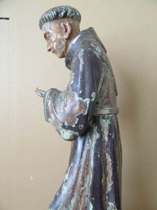 17e- of 18e-eeuws houten beeld Heilige Franciscus? 55cm