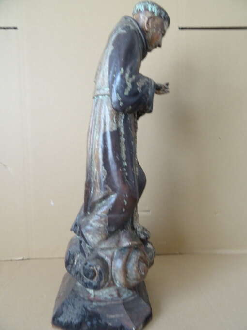 17e- of 18e-eeuws houten beeld Heilige Franciscus? 55cm