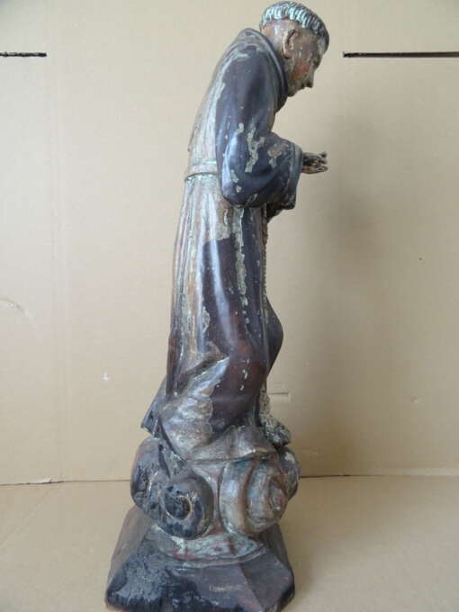17e- of 18e-eeuws houten beeld Heilige Franciscus? 55cm