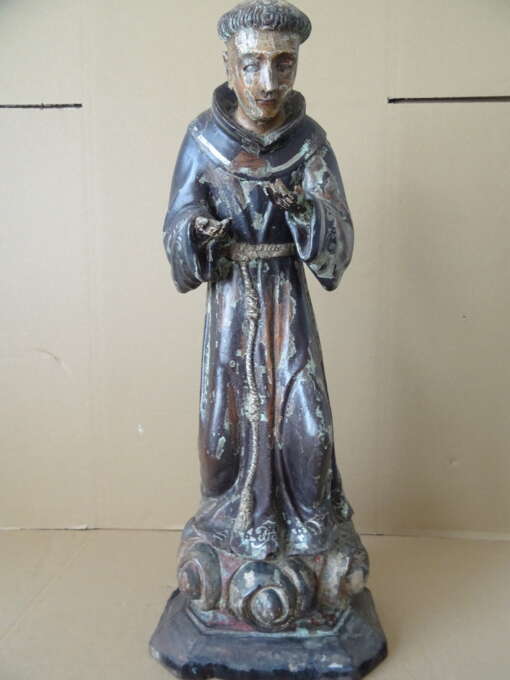 17e- of 18e-eeuws houten beeld Heilige Franciscus? 55cm