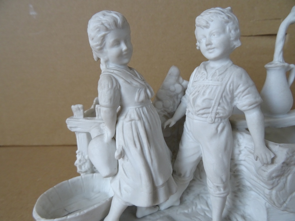 Antiek porseleinen jardinière beeld 15cm - Afbeelding 3