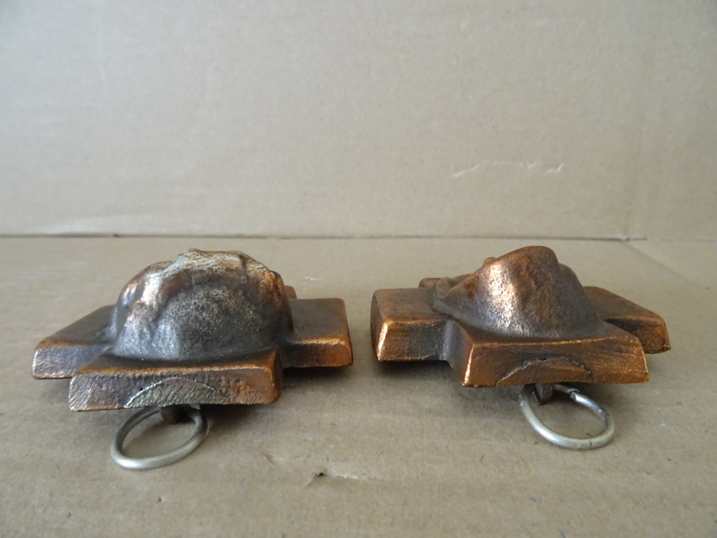 Art deco bronzen kruisbeeld reliëfs 7x7cm - Afbeelding 9