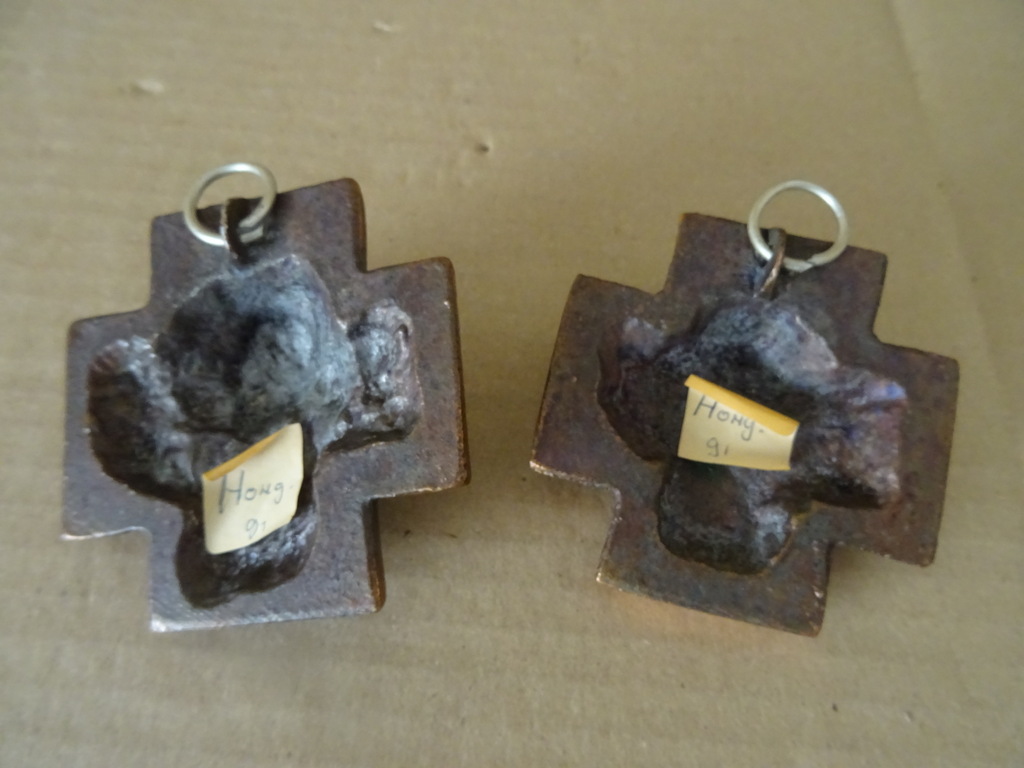 Art deco bronzen kruisbeeld reliëfs 7x7cm - Afbeelding 11