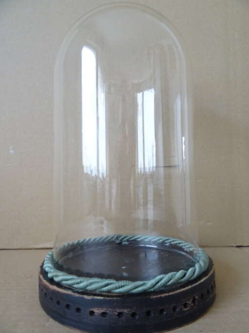 Vintage glazen stolp met voet 28cm