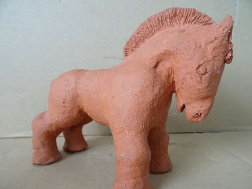 Terracotta design beelden shetlandpony en eend 15cm en 9cm