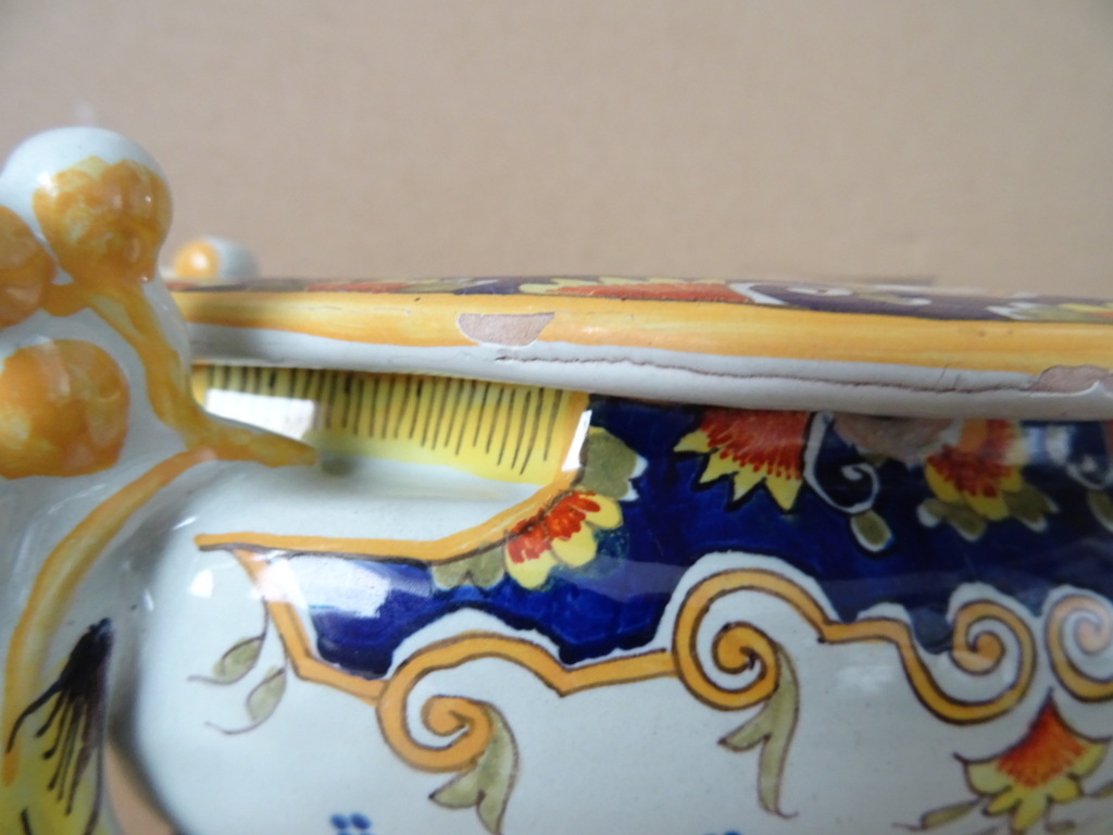 Faience aardewerk pronkschaal Vieux Rouen stijl - Afbeelding 9