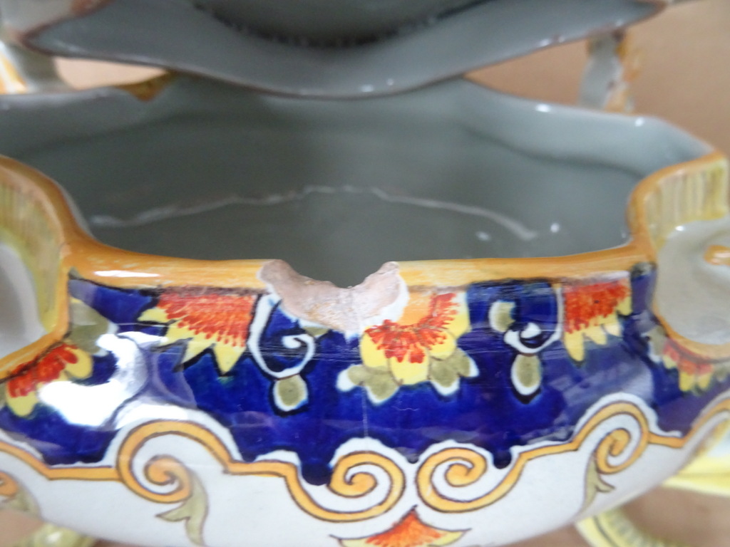 Faience aardewerk pronkschaal Vieux Rouen stijl - Afbeelding 11