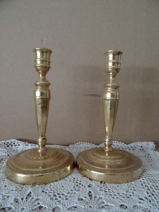 18e-Eeuwse Franse bronzen kandelaars 19cm