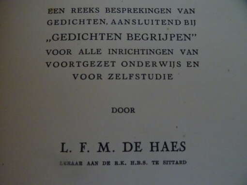 L. F. M. de Haes Gedichten begrijpen Gedichten genieten