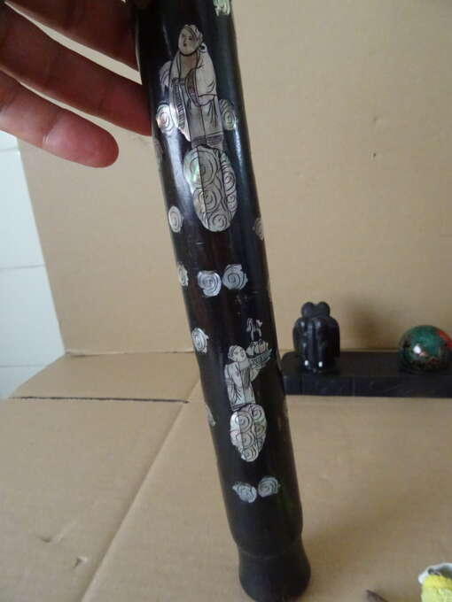 Chinese opiumpijp op standaard 55cm vintage