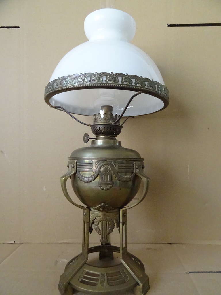 Antieke olielamp petroleumlamp 57cm Art Nouveau - Afbeelding 10