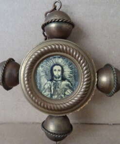 Vintage koperen devotieobject kruis 19cm