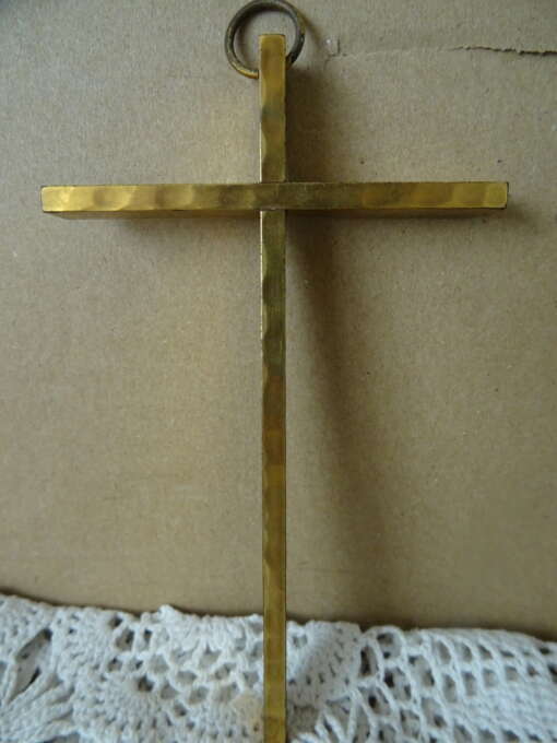 Antiek koperen kruisje kinderkruisje 12cm