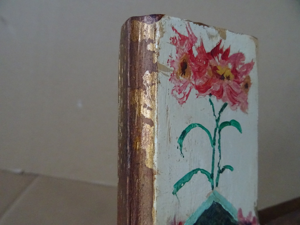 Antiek houten kruis beschilderd met bloemen 28cm - Afbeelding 12