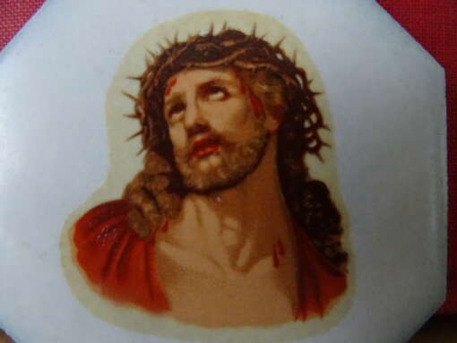 Vintage tegeltje Jezus Christus 6cm