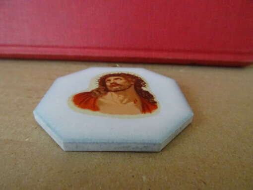 Vintage tegeltje Jezus Christus 6cm