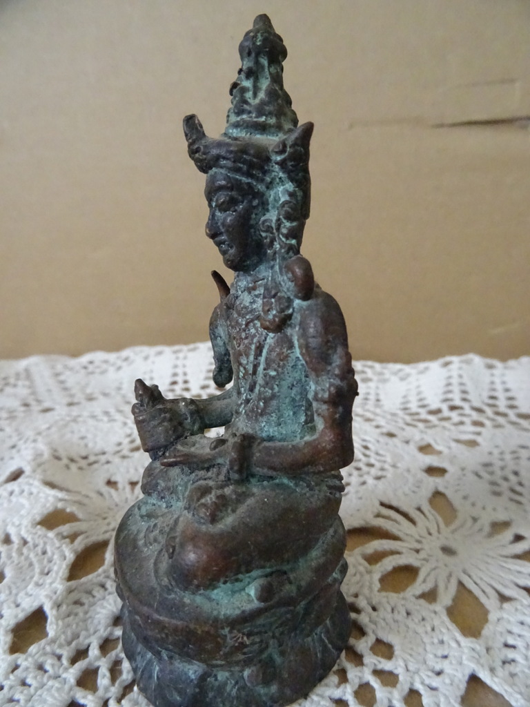 Vintage Bronzen Boeddhabeeld 9cm - Afbeelding 4