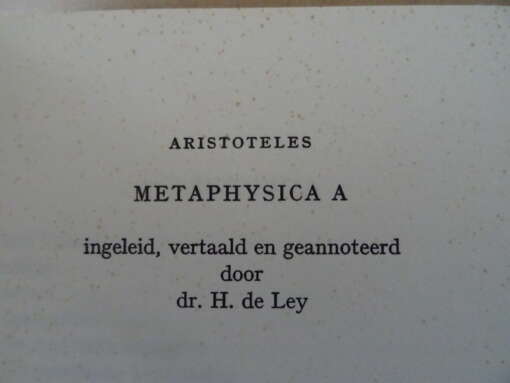 Dr. H. de Ley Aristoteles Metaphysica A