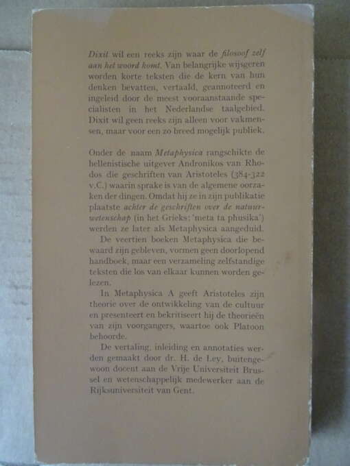 Dr. H. de Ley Aristoteles Metaphysica A