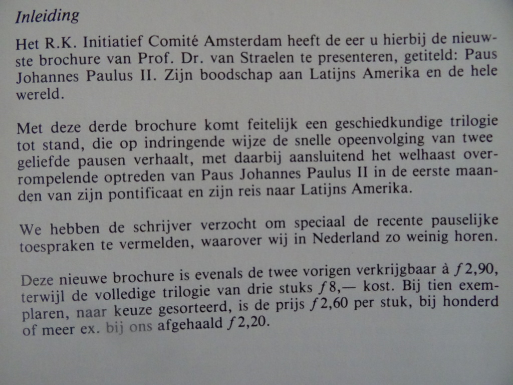 H. J. J. M. van Straelen Paus Johannes Paulus II H. J. J. M. van Straelen Paus Johannes Paulus II
