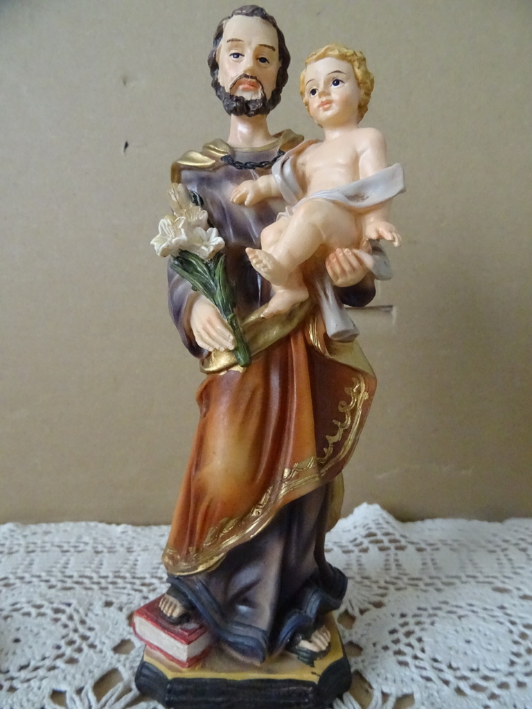 Vintage Jozefbeeld Heilige Jozef en Jezus 19cm Paben - Afbeelding 4