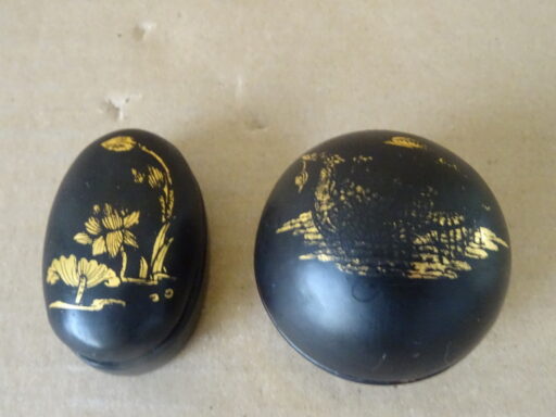 Set vintage vergulde lakdoosjes China of Japan