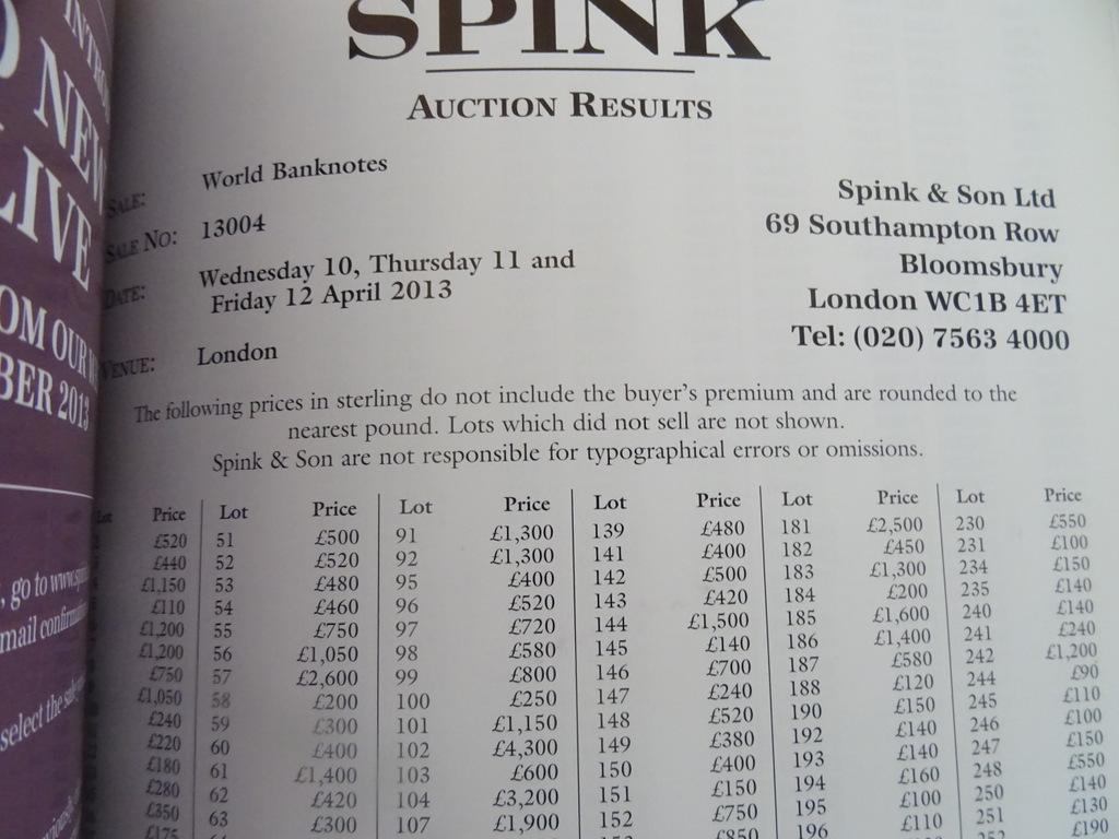 Spink World Banknotes 2-3 october 2013 London - Afbeelding 11