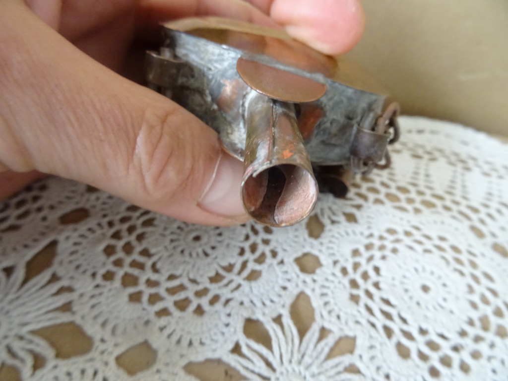 Antiek koperen buskruitflesje 14cm - Afbeelding 5