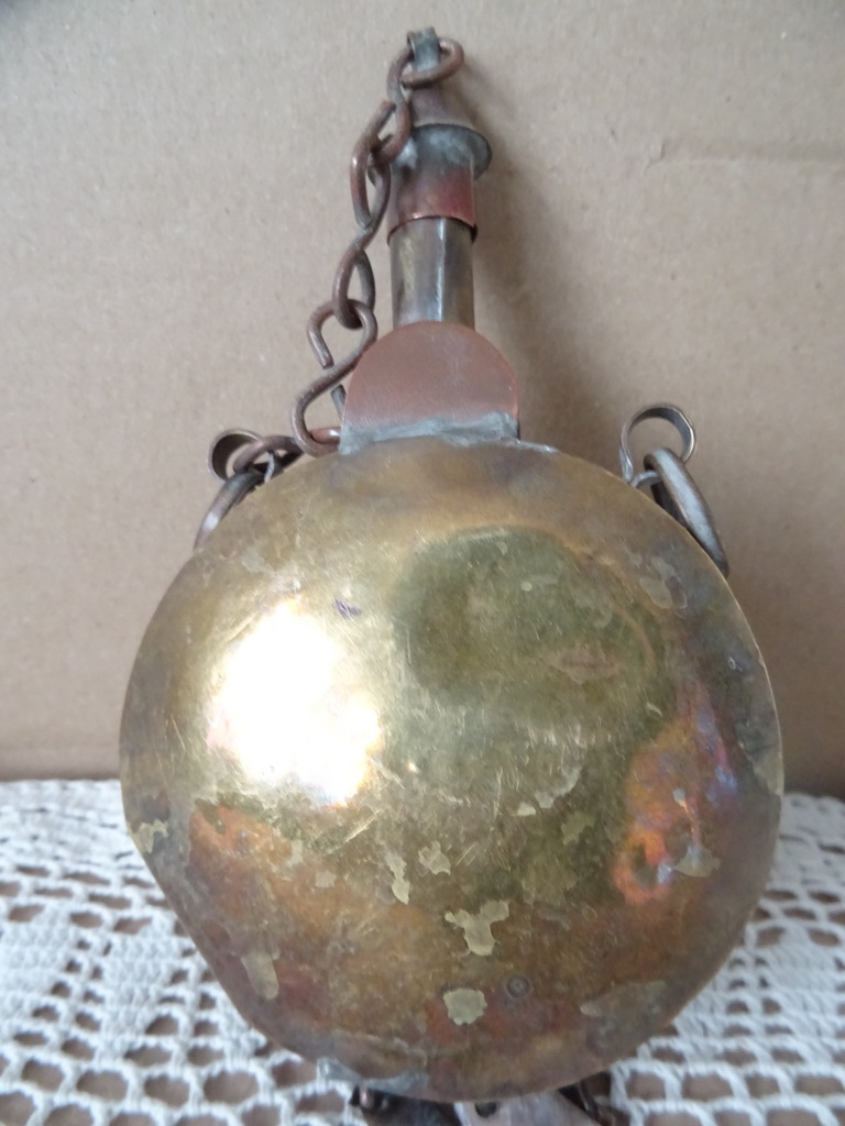 Antiek koperen buskruitflesje 14cm - Afbeelding 20