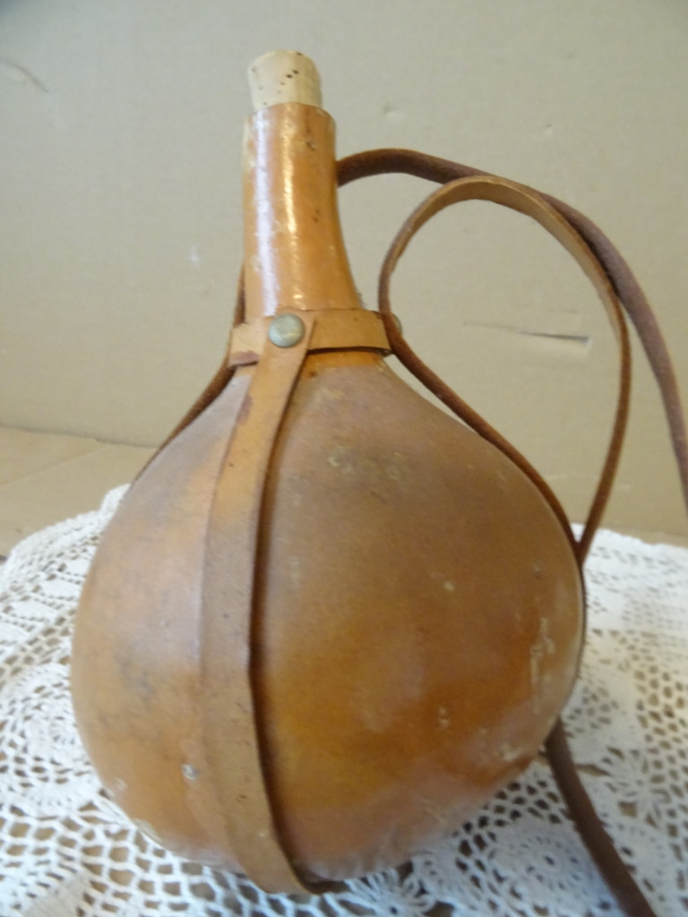 Vintage kalebas waterfles 20cm