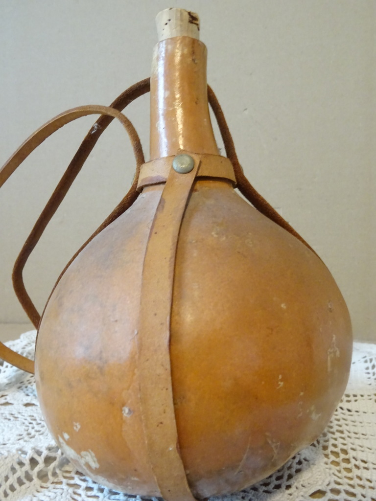 Vintage kalebas waterfles 20cm - Afbeelding 14