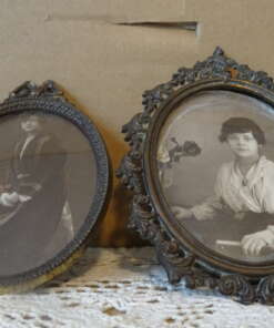Antieke koperen fotolijstjes 11cm en 13 cm