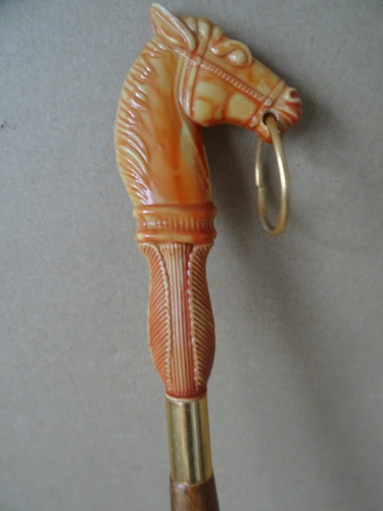 Vintage hoornen schoenlepel met paardenhoofd 51cm - Afbeelding 6