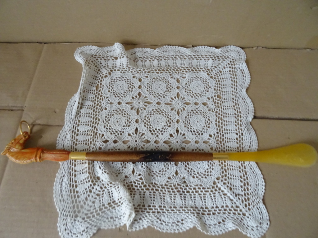 Vintage hoornen schoenlepel met paardenhoofd 51cm - Afbeelding 7