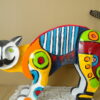 Volkskunst houten beeld kat Popart stijl 57cm