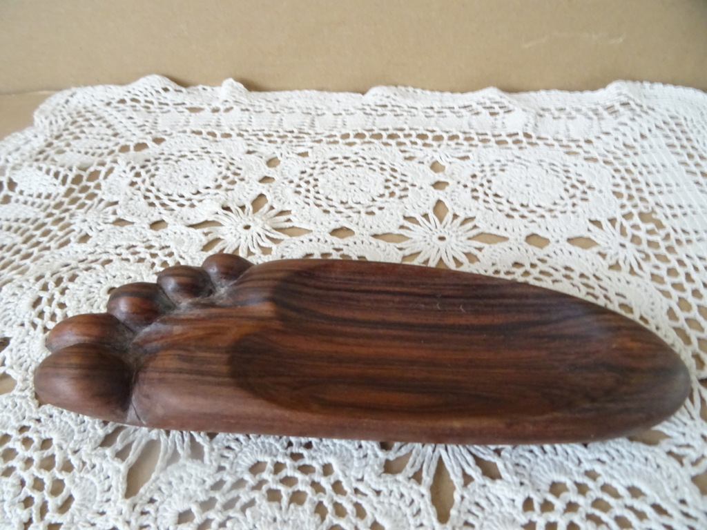 Vintage houten schaaltje voet 16cm - Afbeelding 4