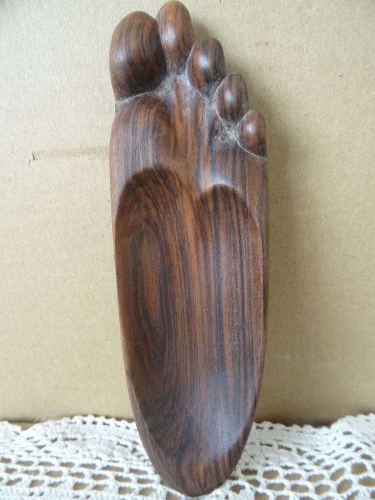 Vintage houten schaaltje voet 16cm - Afbeelding 9