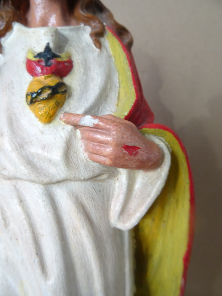 Antiek gipsen Jezusbeeld 32cm St Jan Hoensbroek Antiek gipsen Jezusbeeld 32cm St Jan Hoensbroek