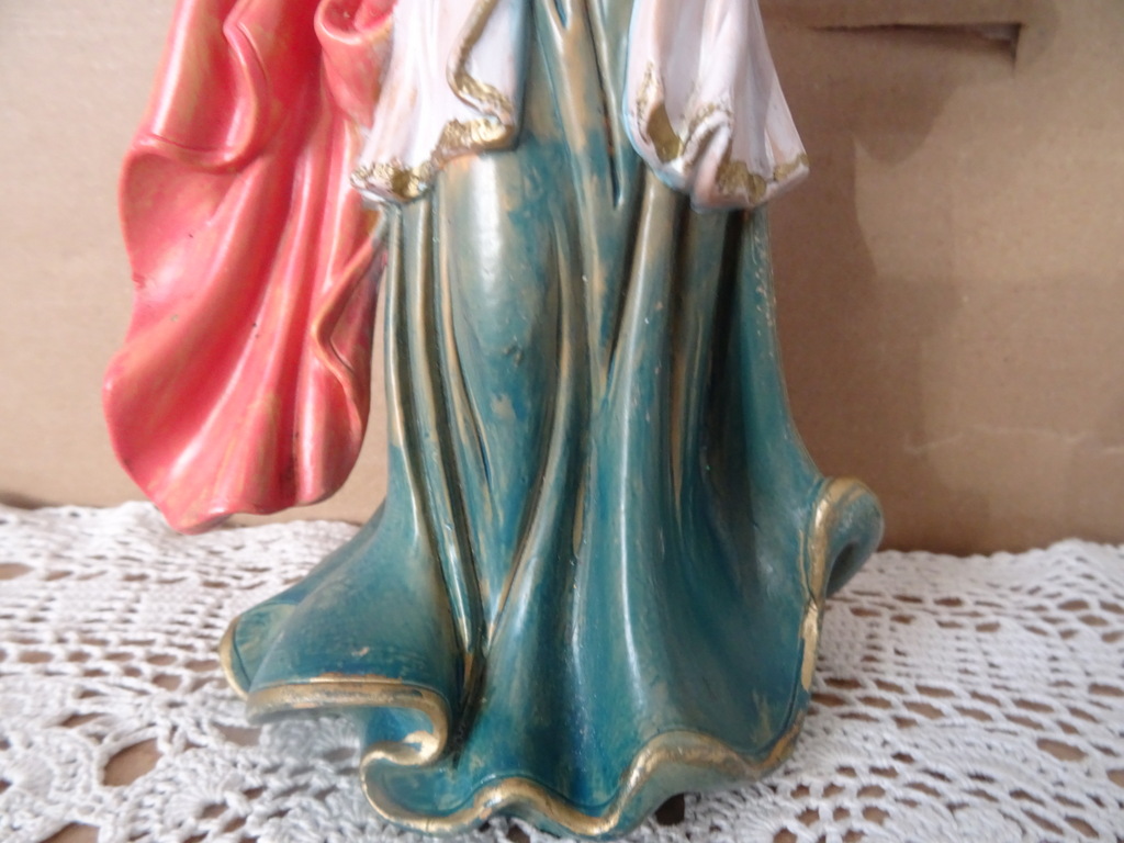 Vintage beeld engel met harp 22cm - Afbeelding 4
