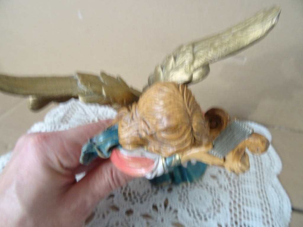 Vintage beeld engel met harp 22cm - Afbeelding 9