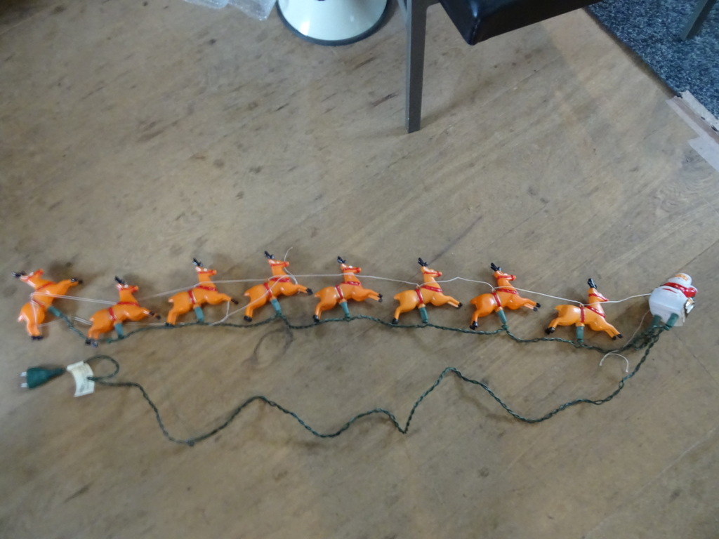 Vintage kerstverlichting Kerstman met rendieren - Afbeelding 10