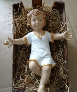 Grote antieke kribbe met kindje Jezus Grote antieke kribbe met kindje Jezus