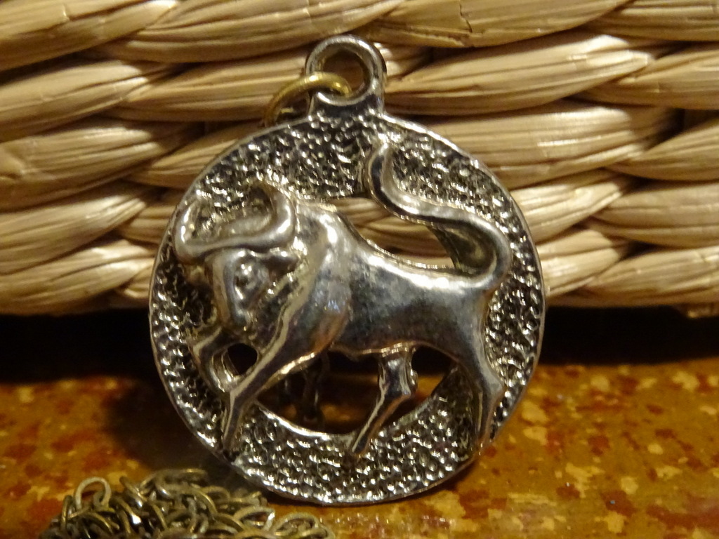 Vintage kettinkje met sterrenbeeld stier medaillon - Afbeelding 3