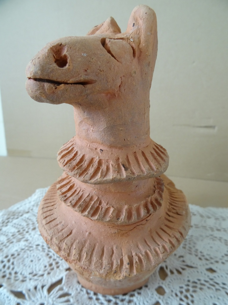 Vintage inheemse aardewerk kandelaar Peru 18cm - Afbeelding 7